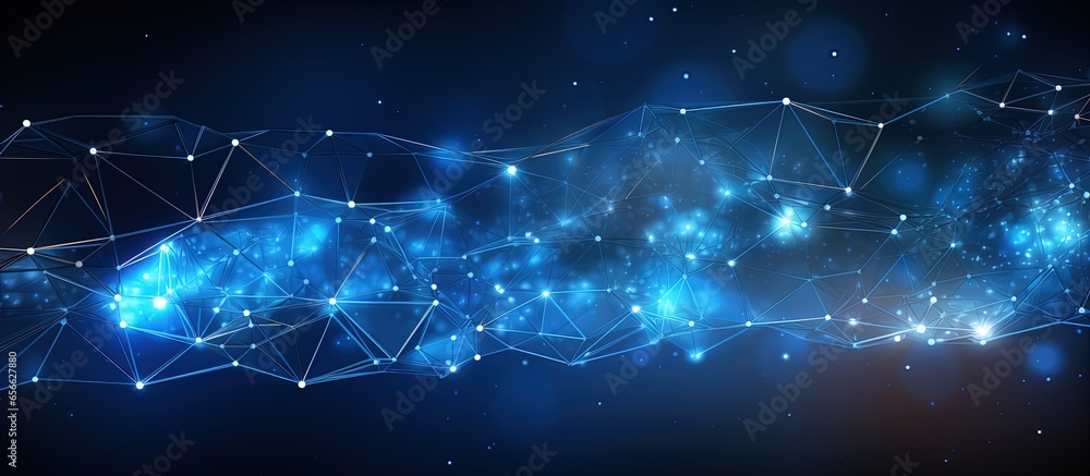Poster futuristic network plexus in fantasy setting with copyspace for text