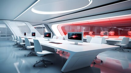 Fototapeta na wymiar Futuristic interior of a modern conference room. 3d rendering