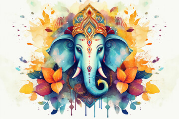 a 3d watercolor painting of an loard ganesha - obrazy, fototapety, plakaty