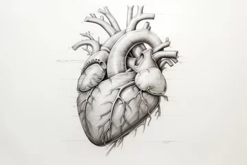 Foto op Aluminium Pencil sketch for human heart in 2 point perspective © Denis