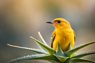 yellow sparrow on the flower