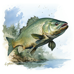 Fototapeta premium Trout Watercolor
