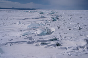 On the ice of Lake Baikal. beautiful pieces of ice. Ice hummock on the ice of lake Baikal © Konstantin