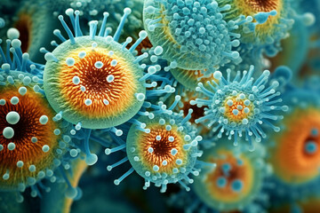 Naklejka na ściany i meble microscopic close up of a virus cell