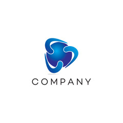 Three lines technology communication business, logo, design, brand identity, flat logo, company, editable, vector