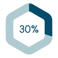 30 percent hexagon shape percentage diagram vector illustration,infographic chart.