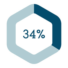 34 percent hexagon shape percentage diagram vector illustration,infographic chart.