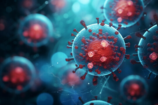 microscopic close up of a virus cell