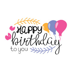 Hand Drawn Happy Birthday Calligraphy Text Vector Design.