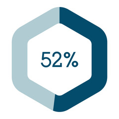 52 percent hexagon shape percentage diagram vector illustration,infographic chart.