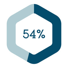 54 percent hexagon shape percentage diagram vector illustration,infographic chart.