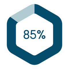 85 percent hexagon shape percentage diagram vector illustration,infographic chart.