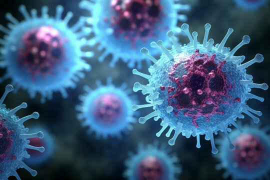 microscopic close up of a virus cell