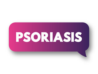 Psoriasis is a long-lasting, noncontagious autoimmune disease characterized by raised areas of abnormal skin, text concept background