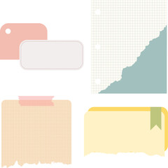 Collection of sticky note vector illustration Stiped Paper Notes