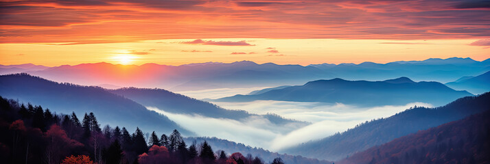 Great Smoky Mountains National Park Scenic Sunset Landscape vacation getaway destination