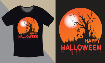 Happy Halloween T-Shirt Design, Halloween T-Shirt Design Print Template