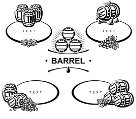 Barrels collection set. Collection icon barrels. Vector