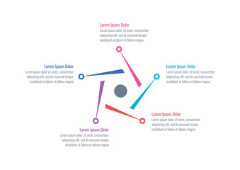 infographic template for science, business, education world. magazine, web, internet, annual report information template. pentagon infographic template. five steps infographic template