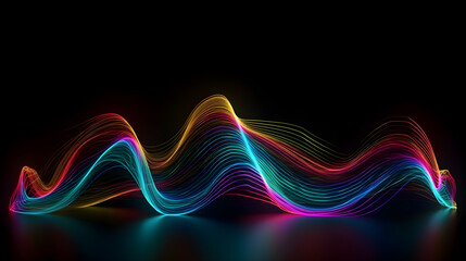 abstract colorful waves on a dark background with copyspace, for banner background