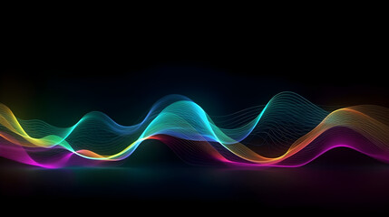 abstract colorful waves on a dark background with copyspace, for banner background