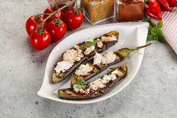Grilled eggplant with feta cheese