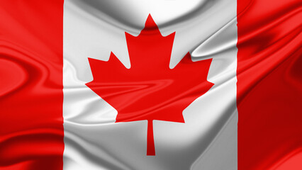 3d illustration of waving canadian flag, noise grain texture