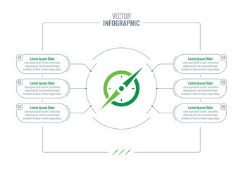 infographic template with compass symbol. informative template with six options. business infographic © yasin