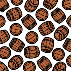 Barrels pattern, background set. Collection icon barrel. Vector