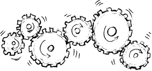 Doodle gears group icon, symbol isolated - obrazy, fototapety, plakaty