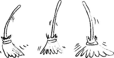 Doodle witch's broom icon, doodle symbol
