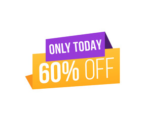 Sale label, Only today 60% off