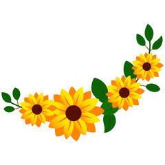 Adorno de girasoles florar hermoso vector