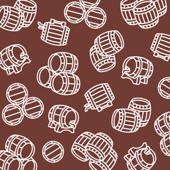 Barrels pattern, background set. Collection icon barrel. Vector