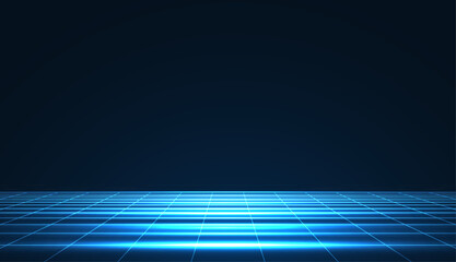 Retro cyberpunk style background. Sci-Fi background. Neon light grid landscapes. 80s, 90s
