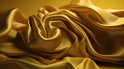 Abstract yellow satin background. 3d render, for product presentation, product display, banner background