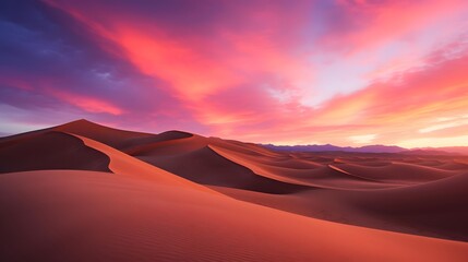 Fototapeta na wymiar Panoramic view of sand dunes at sunset. Natural background
