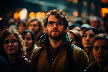 Obraz premium young couple sitting and watching night on the background