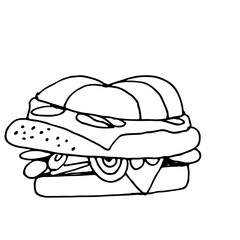 Burger hand drawn sketch outline for your design.
