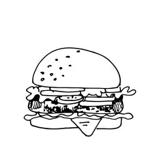 Burger hand drawn sketch outline for your design.