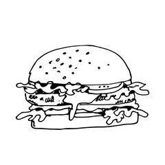 Burger hand drawn sketch outline for your design.