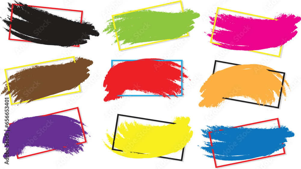 Poster abstract coloring brush vector design set.