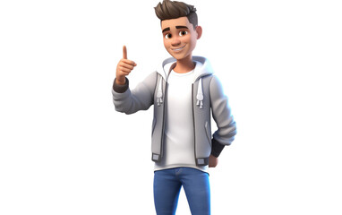 Influencer Character in Cartoon Style Isolated On Transparent Background