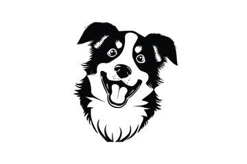 Majestic Border Collie Profile: A Graceful Vector Portrait of a Collie's Head