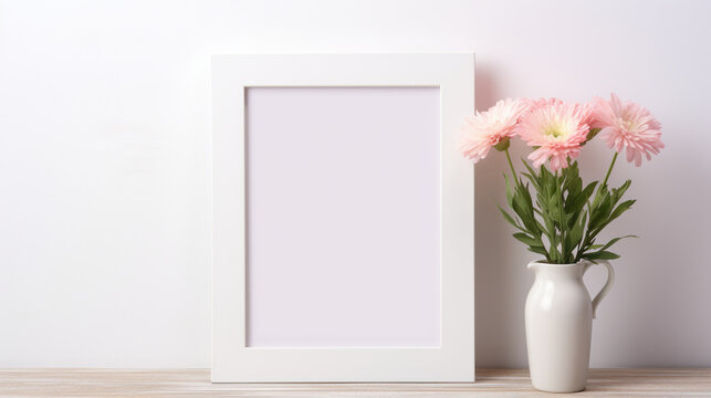 Empty picture frame mockup. AI
