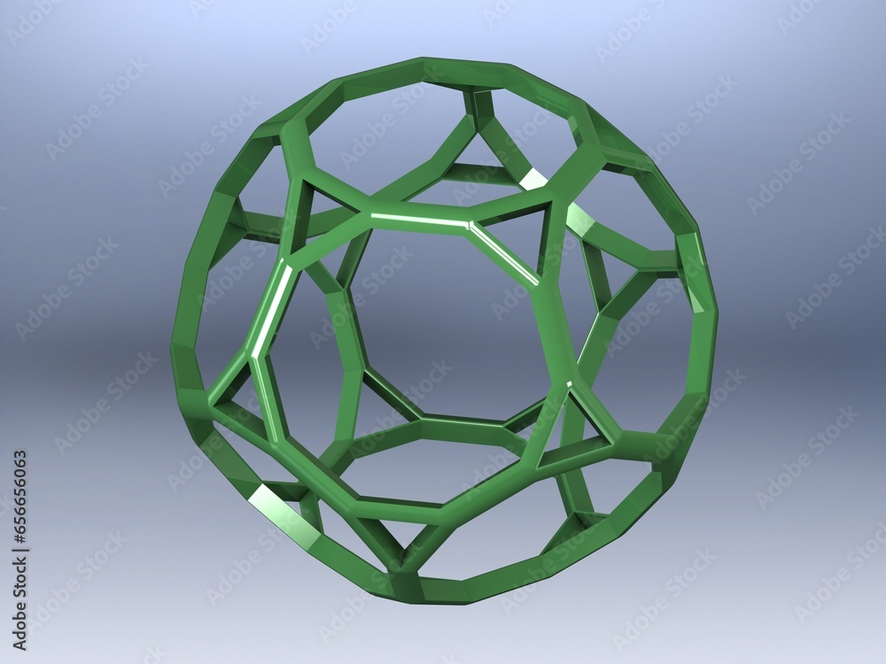 Poster wireframe shape truncated dodecahedron 3d print model