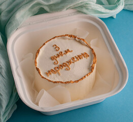 vanilla cakes with name inscriptions on different backgrounds