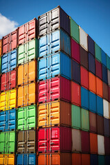 Fototapeta premium Background of Stack of Cargo Containers at Port