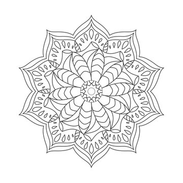 Circular ornament for adult and children's coloring books, scrapbooking or embroidery. Vector illustration in The zentangle technique. Doodle style isolated on white background.