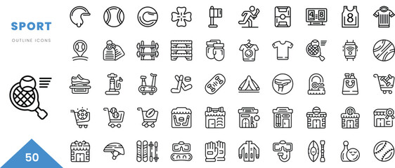 sport outline icon collection. Minimal linear icon pack. Vector illustration